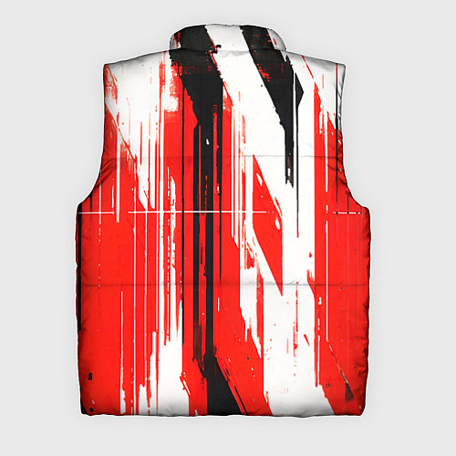 Мужской жилет Вертикальные чёрно-белые линии на красном фоне / 3D-Светло-серый – фото 2