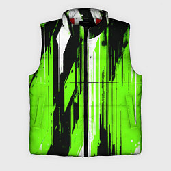 Мужской жилет Вертикальные чёрно-белые линии на зелёном фоне, цвет: 3D-красный
