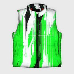 Мужской жилет Вертикальные чёрно-белые линии на зелёном фоне, цвет: 3D-красный