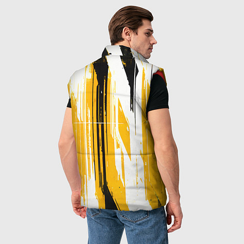 Мужской жилет Вертикальные чёрно-белые линии на жёлтом фоне / 3D-Красный – фото 4