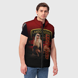 Мужской жилет Девушка и Lamborghini, цвет: 3D-светло-серый — фото 2