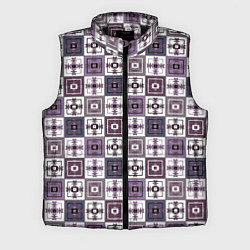 Мужской жилет Серый сиреневый геометрический узор пэчворк, цвет: 3D-черный