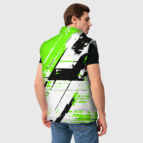 Мужской жилет Diagonal black and green stripes on a white backgr / 3D-Светло-серый – фото 4