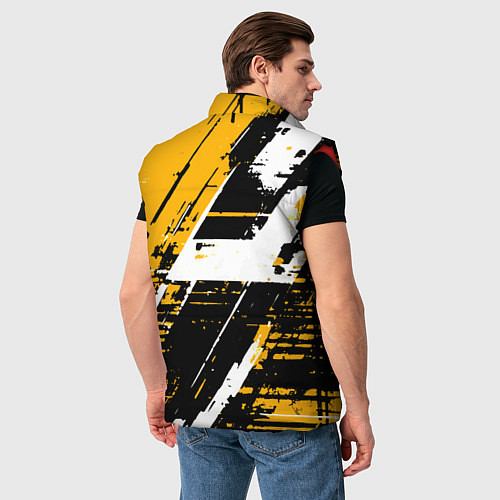 Мужской жилет Diagonal black and white stripes on a yellow backg / 3D-Красный – фото 4