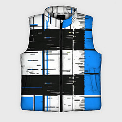 Мужской жилет Синие и чёрные полосы на белом фоне, цвет: 3D-светло-серый