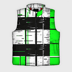 Мужской жилет Зелёные и чёрные полосы на белом фоне, цвет: 3D-красный