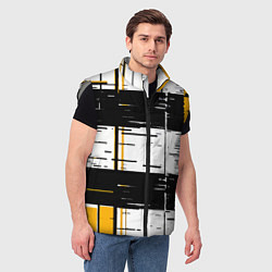 Мужской жилет Жёлтые и чёрные полосы на белом фоне, цвет: 3D-светло-серый — фото 2