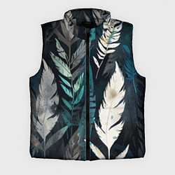 Мужской жилет Перья и листья, цвет: 3D-светло-серый
