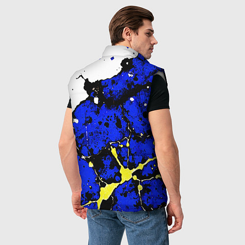 Мужской жилет Сине-жёлтая абстракция на белом фоне / 3D-Светло-серый – фото 4
