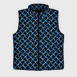 Мужской жилет Чёрный и голубой искажённые полосы, цвет: 3D-черный