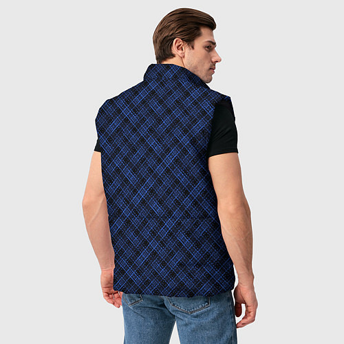 Мужской жилет Чёрно-синий текстурированный лоскуты / 3D-Черный – фото 4