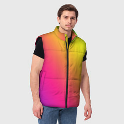 Мужской жилет Градиент зелёно-фиолетовый насыщенный, цвет: 3D-черный — фото 2