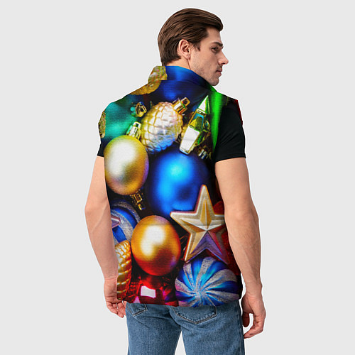 Мужской жилет Новогодние украшения / 3D-Черный – фото 4