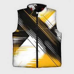 Мужской жилет Диагональные жёлто-чёрные линии на белом фоне, цвет: 3D-красный