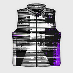Мужской жилет Горизонтальные чёрные линии на бело-фиолетовом фон, цвет: 3D-светло-серый