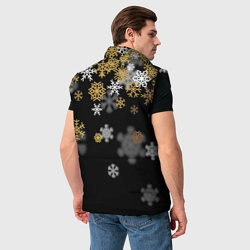 Мужской жилет Снежинки объемные золотистые / 3D-Черный – фото 4