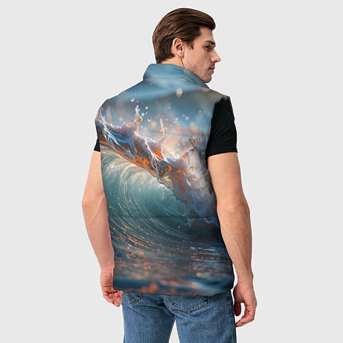 Мужской жилет Волна и блики солнца / 3D-Черный – фото 4