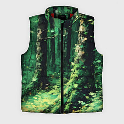 Мужской жилет Зелёный летний лес, цвет: 3D-красный