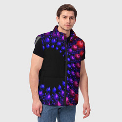 Мужской жилет Неоновая абстракция фрактал, цвет: 3D-светло-серый — фото 2
