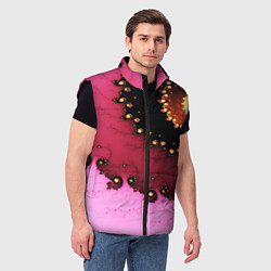 Мужской жилет Фрактал узор розовый, цвет: 3D-черный — фото 2