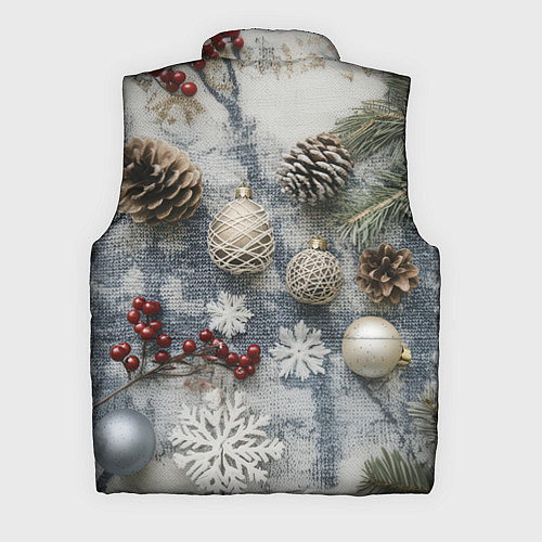 Мужской жилет Новогодние игрушки и шишки / 3D-Светло-серый – фото 2