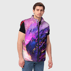Мужской жилет Фиолетово-розовая абстракция, цвет: 3D-красный — фото 2