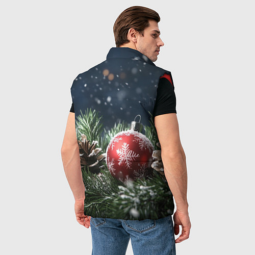 Мужской жилет Новогодний шар и шишка / 3D-Красный – фото 4