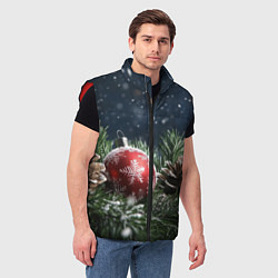 Мужской жилет Новогодний шар и шишка, цвет: 3D-красный — фото 2