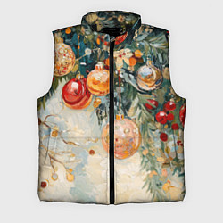 Мужской жилет Большие и маленькие новогодние шары, цвет: 3D-черный