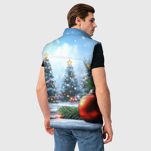 Мужской жилет Новогодние елки и шар / 3D-Черный – фото 4
