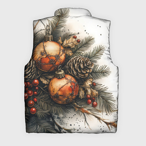 Мужской жилет Новогодние игрушки и шишки / 3D-Светло-серый – фото 2