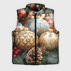Мужской жилет Большие новогодние шары, цвет: 3D-черный