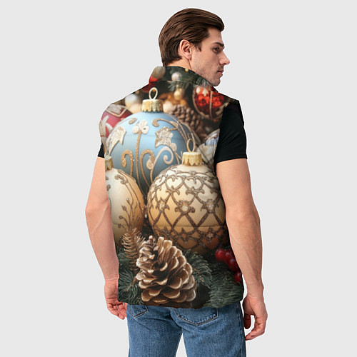 Мужской жилет Большие новогодние шары / 3D-Черный – фото 4