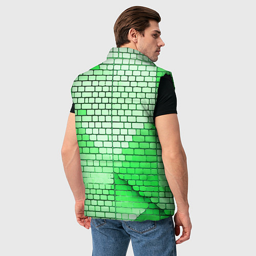 Мужской жилет Зелёные кирпичики / 3D-Черный – фото 4