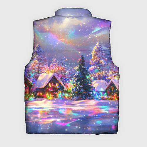 Мужской жилет Дух рождества - зимние домики / 3D-Светло-серый – фото 2