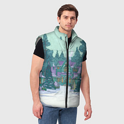 Мужской жилет Новый год - двор, цвет: 3D-светло-серый — фото 2
