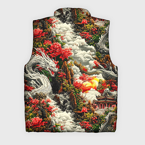 Мужской жилет Дракон в небесном храме - нейросеть / 3D-Светло-серый – фото 2