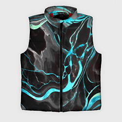 Мужской жилет Голубые флюиды на чёрном фоне, цвет: 3D-красный