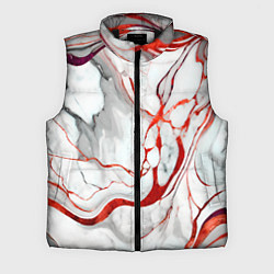 Мужской жилет Красно-белый мрамор, цвет: 3D-черный