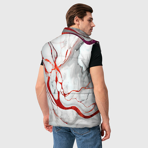 Мужской жилет Красно-белый мрамор / 3D-Черный – фото 4