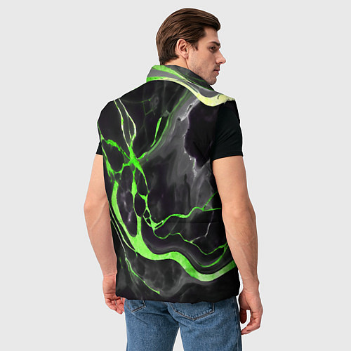 Мужской жилет Зелёно-чёрный мрамор / 3D-Черный – фото 4