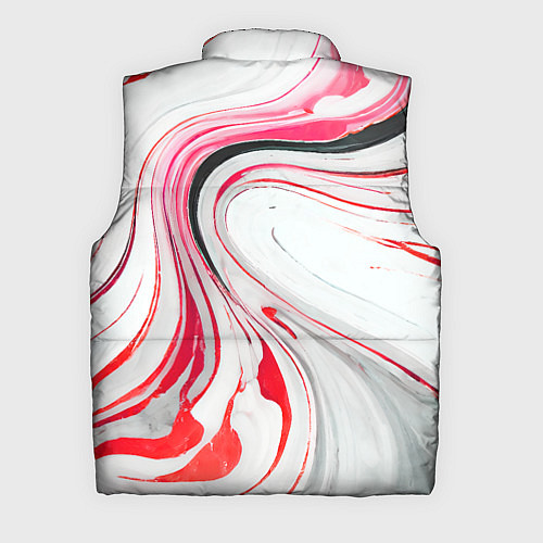 Мужской жилет Волнистые чёрно-красные линии на белом фоне / 3D-Светло-серый – фото 2
