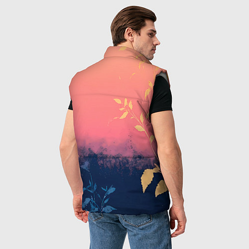 Мужской жилет Листья на сине-розовом фоне - нейросеть / 3D-Светло-серый – фото 4