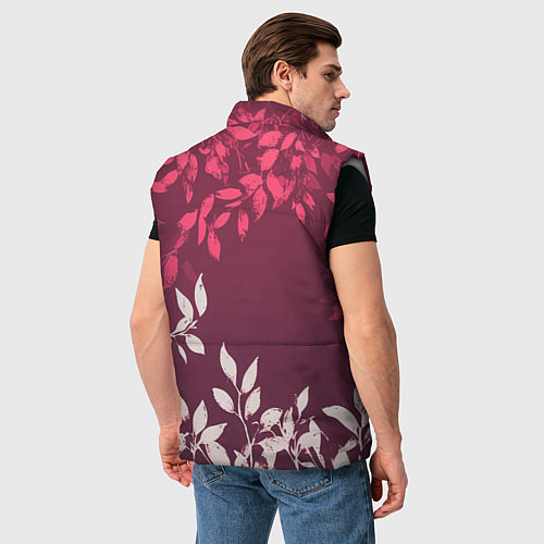 Мужской жилет Листья на бордовом фоне - нейросеть / 3D-Светло-серый – фото 4
