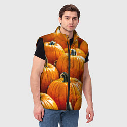Мужской жилет Много тыкв, цвет: 3D-черный — фото 2