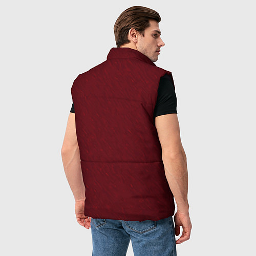 Мужской жилет Насыщенный тёмно-красный текстурированный однотонн / 3D-Черный – фото 4