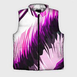 Мужской жилет Чёрно-розовые острые полосы на белом фоне, цвет: 3D-светло-серый