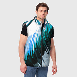 Мужской жилет Чёрно-синие острые полосы на белом фоне, цвет: 3D-светло-серый — фото 2