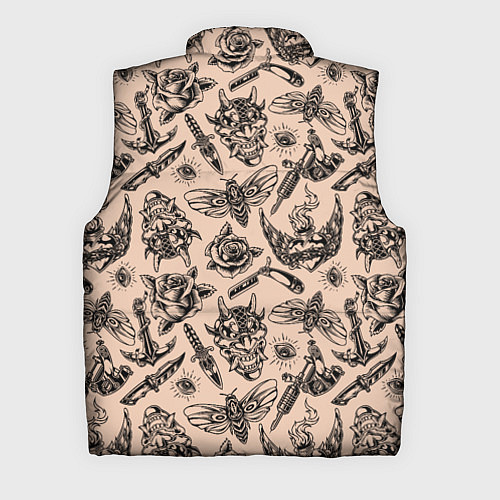 Мужской жилет Татуировка с цикадой и демоном Они - паттерн / 3D-Светло-серый – фото 2
