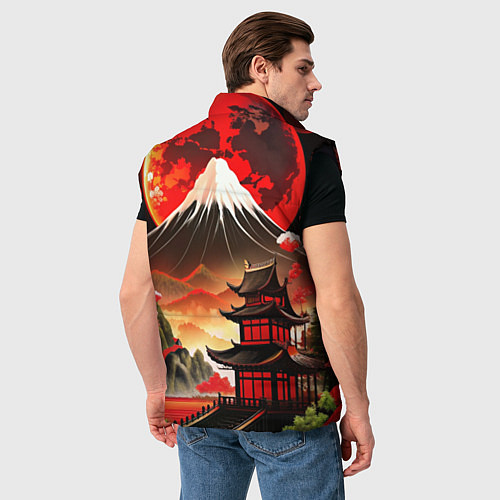 Мужской жилет Коллаж Японской природы / 3D-Черный – фото 4